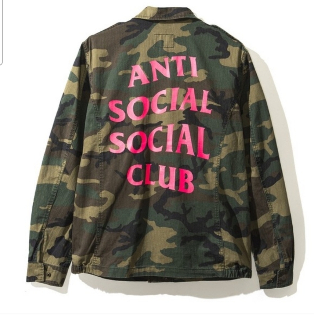 ANTI SOCIAL SOCIAL CLUB Men's 100% Cotton CAMO‎ Cargo Utility Jacket Size Large
